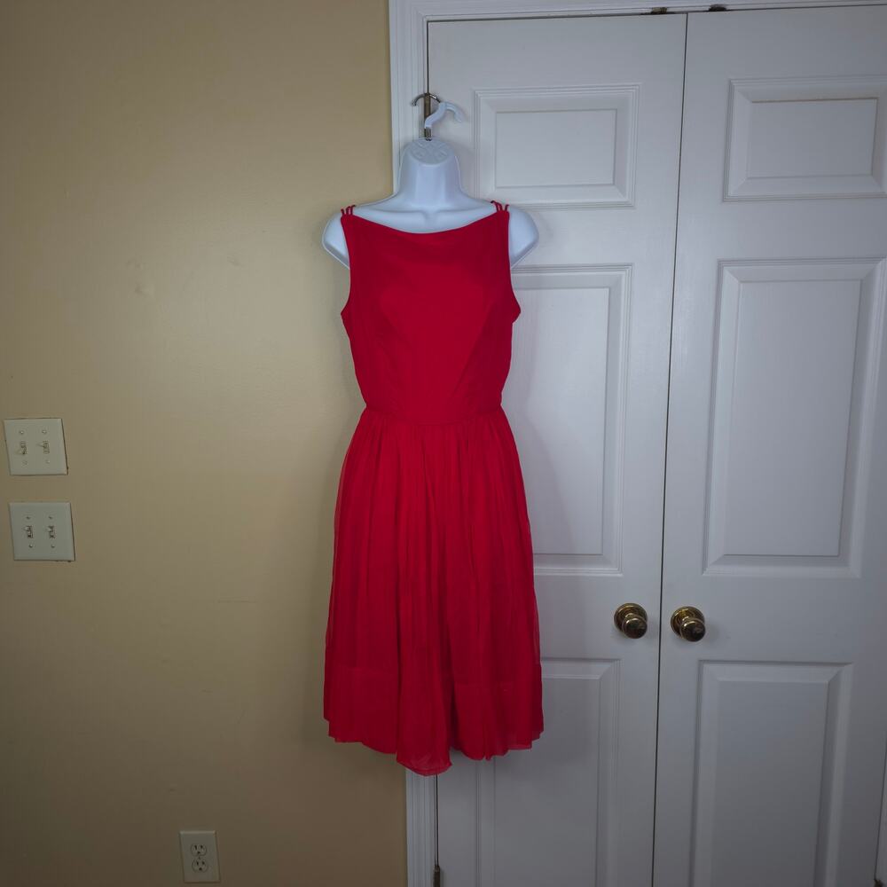 Vintage 60s Jonathan Logan Red Pleated Fit & Flare Dress Vintage 9 Fits XS